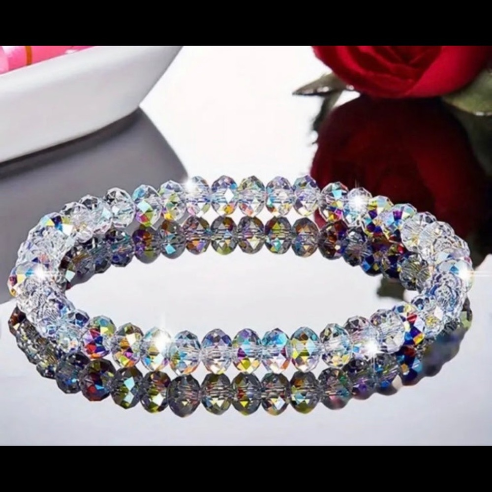 Gorgeous stretchable swarovski beads bracelet - lot of 2 - Picture 7 of 10
